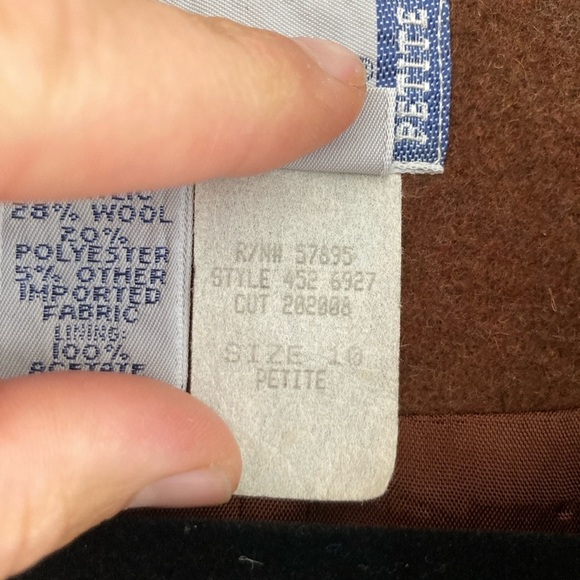 Vintage Brown Wool Blend Blazer Shoulder Pads Women's Size 10 PETITE Diversity - Picture 14 of 14